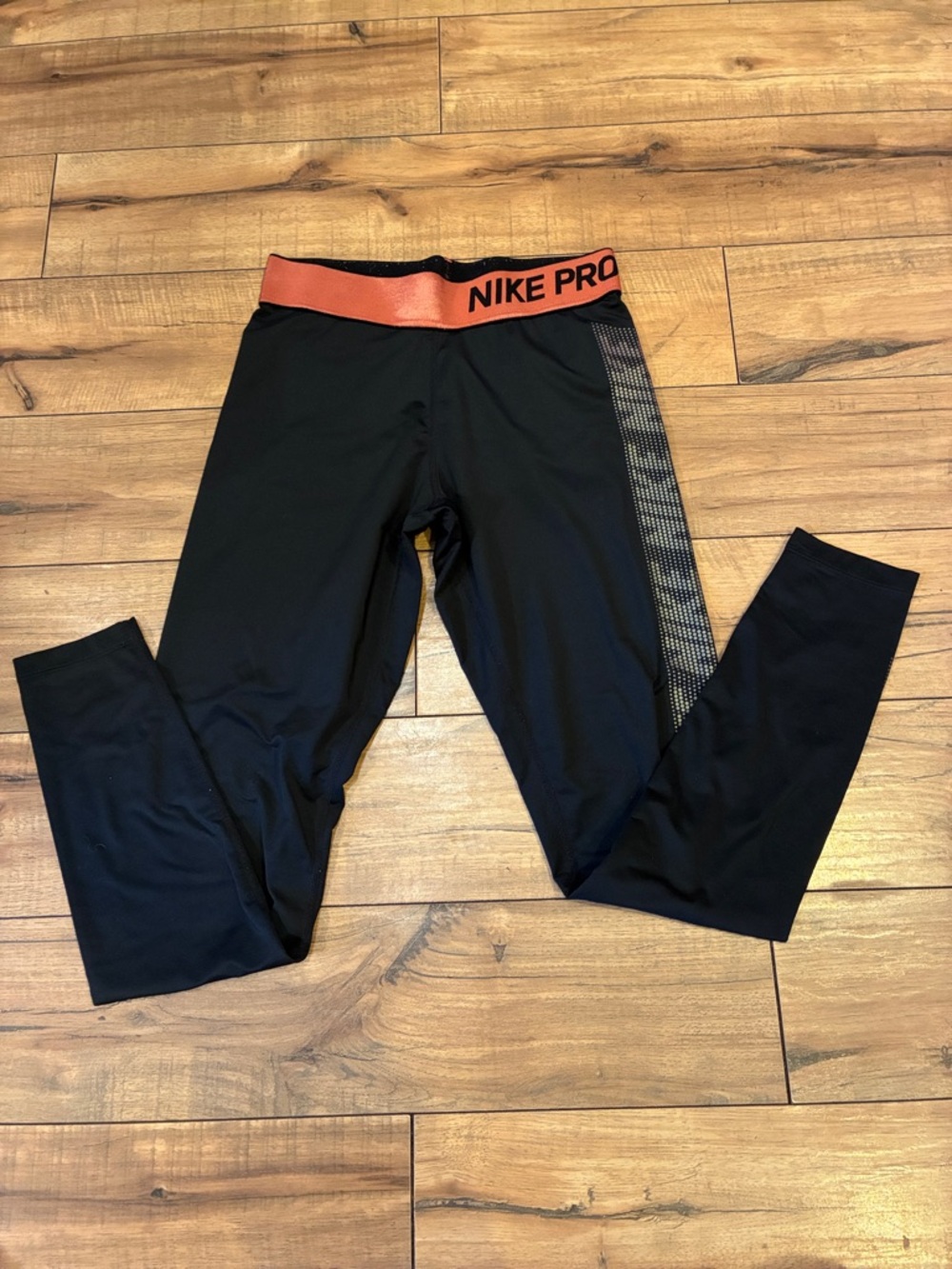 Nike Black Leggings with Orange Nike Pro Waistband